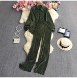Fongt Suit Female Temperament Loose Long-Sleeved Shirt Two Sets Of Leisure High-Waist Hanging Pendant 100 Rolls