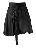 Satin Lace Up Mini Skirt-Outfit