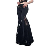 High-Waisted Lace Stitching Buttocks Micro-Trunks Dark Style Sexual Engraving Empty Spicy Girls Casual Pants-Outfit