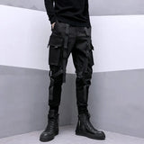Function Wind Tactics Multi-Pocket Ribbon Parachute Military Uniform Street Tide Brand Harlan Pants-Outfit