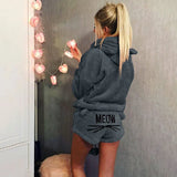 2023 Women's Cat Embroidered Pajamas Hooded Casual Set Two-Piece Fashion-Outfit