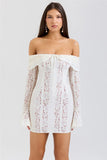 Lace Long Sleeve Off-shoulder Dress-Outfit