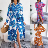 Wind Real Spring And Summer Flower Collar Collar With Shirt Skirt Dress Women's