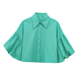 Fongt Women's Explosive Fashion Bubble Sleeve Open Shirt
