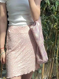 Women White Bow Ornament Mini Skirts 2023 Summer Vintage High Waist Floral Printed Female Chic Bottoms-Outfit