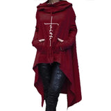 New Faith Letter Embroidered Long Hoodies Women Long Sleeve Irregular Hem Pocket Sweatshirt Female Plus Size Pullover