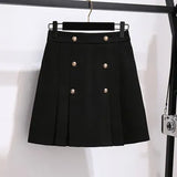 Ladies Elegant Two Pieces Set Korean Bow Collar Long Sleeve Knitted Sweater Top And Black A-line Midi Skirts