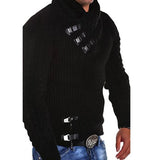 Fongt Ebay New Men's Sweater Long Sleeve Leather Buckle Top Jumper