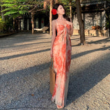 Fongt Style Positioning Print Strapless Dress-Outfit