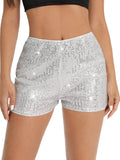 Multi-Color Fashion Beads Repair Hot Pants Sequins Black Mid-Rise Sexy Straight Women