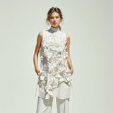 Fashion Temperament Dress Women 2025 Spring New Sleeveless Short Skirt Three-Dimensional Flowers Splicing High-End Skirt