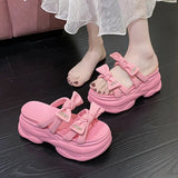 Fongt Fairy Wind Thick Bottom Muffin Increased Small Cool Slippers Female With Skirt Summer Wear 2024 New-Outfit