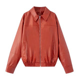 Fongt Women's Summer Fashion Temperament Autumn And Winter New Imitation Leather Bomber Jacket Jacket