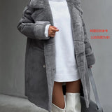 Fongt Winter New Fur Coat Collar Long Sleeves Plush Jacket