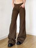 Fongt Two Buckle Low-Waist Pocket Micro-Rare Jeans Workwinds Set Legs Long Drag Leisure Pants