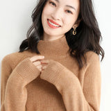 Fongt Winter New Half High Collar Sweater Female Inside Build Not Cashmere Long Sleeve Thick Knit Bottom Shirt Loose Jacket-Outfit