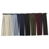 Fongt Women's Clothing 2025 New Women's Winter Belt Double-Folded Pants