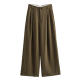 Fongt Women's Autumn New Dress V-Neck Short Vest High-Waist Broad Leg Trousers Commuting Suit