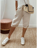 Fongt Women's Cotton Bag Loose Slacks Women's Trousers Five-Point Trousers