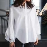 Flare Sleeve Casual Solid Work Basic
