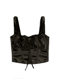 Tie Front Satin Corset Top-Outfit