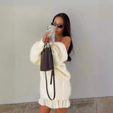Fongt 2025 Fashion Sweet Lazy Long Sleeves And Rolled Back Knitted Sweater Women LX075