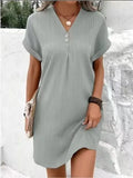 Fongt Women's 2025 New V Solid Color Coat Coat Comfortable Casual Button Dress