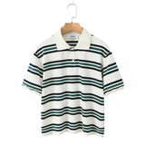 Fongt Striped Short-Sleeved T-Shirt + Low-Rise 100-Fold Skirt 2025 Spring New D79551