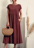 Fongt Solid Color Sleeveless Loose Cotton Into Pocket