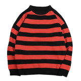 Green Striped Knitted Sweater Women Winter Pullovers Casual Oversized Sweaters Loose Harajuku Couple Sueter De