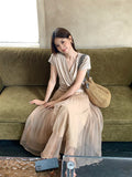 Fongt Xixi 2025 Summer New Korean Version Of Elegant Temperament V Collar Cross Thin Silk Shirt Women's Top 89376