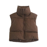 Fongt Color Double Pocket Collar Cotton Vest 2025 Autumn And Winter New Color Repair Cotton Vest Top