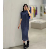 Fongt Folded Temperament Net Folding Set Thin Temperament Blouse Short-Sleeved Skirt Large Size Women's Clothing