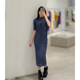 Fongt Three Folded New Dress Casual Style Folded Folded Long Skirt