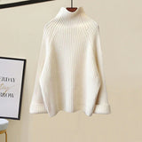 Warm 3 Piece Sets Womens Outfits Office Ladies Turtleneck Knitted Sweater+woolen Parkas Vest+wide Leg Knitting Pants