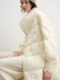 Fongt Xixi 2025 Winter New Temperament Simple Thin Long Coat Duck Down Jacket Coat Women 8808