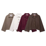 Fongt Women's Clothing Explosion Collar Button Loose Coat