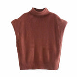 New Women Knit Sweater Vest Wide Shoulder Sweater Women Pullover High Street Warm Knitted Tank