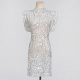 Fongt 2025 New Fashion Design Beads Decorated With Short Sleeveless Cushion Shoulder Bag And Hip Dress