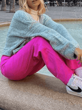 Pink Casual Relaxed Boyfriend Jeans-Outfit