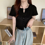 Fongt Short-Sleeved Ice Silk Knitted Cardigan Women's Summer Thin 2023 New French Gentle Style Short T-Shirt