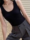 Solid Rib Tank Top-Outfit