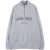 Letter Embroidery Sweatshirt Women Oversized Vintage POLO Collar Casual Pullovers 2023 Autumn New Girls Warm Cotton