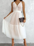 New Summer Lace Lace Dress INS Casual Backless Dress-Outfit