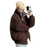 2024 Winter New Style Lazy Down Cotton Clothes Female Loose Standing Collar Short Cotton-Padded Jacket And Thick Bread Batch-Outfit