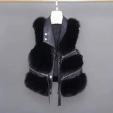 Fur Vest coat women's Lapel sleeveless buckle Slim Fit Teddy coat 2023 high street plush fur one piece