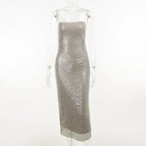 Fongt Hanging Beads Fine Flash Dress Dress Woman 2025 New Hot Girl Sexy