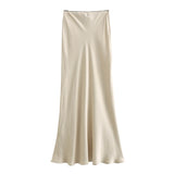 Spring Silk Satin Floral Trimmed Skirt 4661400 806-Outfit