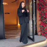 Fongt New Women's Long-Sleeved Casual Solid-Colored Loose Long Dress Comfortable Set