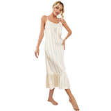 Fongt Women's Pajamas Summer High Sense Ice Silk Sexy Halter Nightdress Female Spring-Outfit
